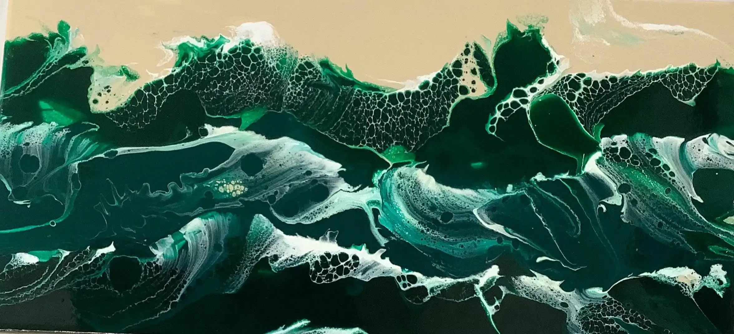 A painting of roiling ocean waves